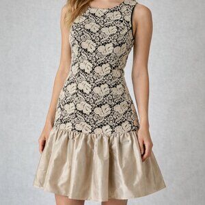 *ONE OF A KIND* Samual Dong Dress Lace Overlay w/Satin Ruffle Skirt Sz. Small